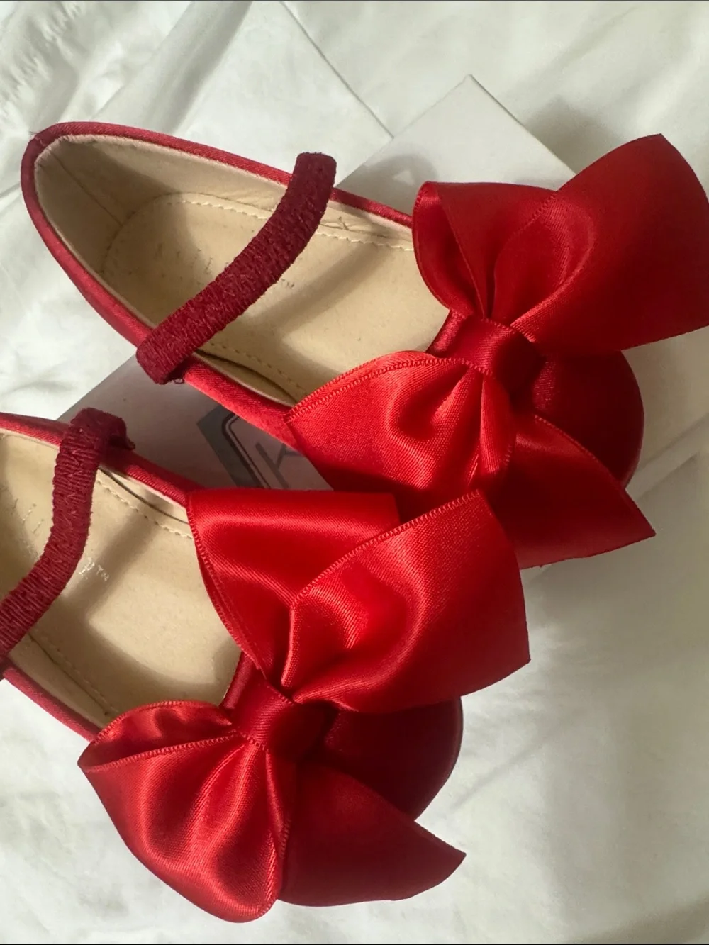 Girls Satin Red Bow Mary Jane Dress Shoes
